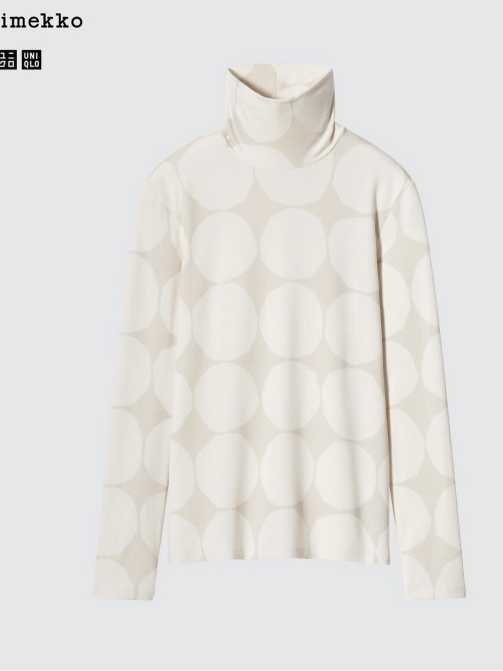 MARIMEKKO uniqlo heattech ivory taupe dot turtleneck long sleeve / size XL